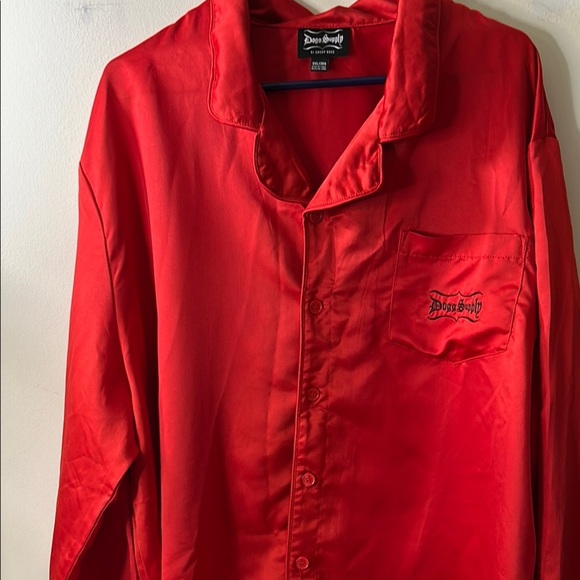 Dogg Supply Poly Red‎ Satin Men's Notched Collar Sleep Set size 3X - Picture 2 of 10